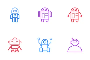 Robot Line Color Icons Icon Pack
