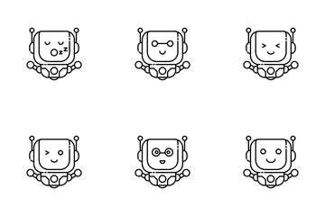 Roboter-Emoji Symbolpack