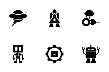 Roboter-Glyphen-Symbole Symbolpack