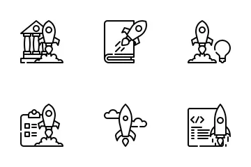 Rocket Launch Startup Icon Pack