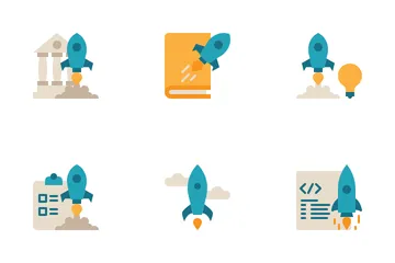 Rocket Launch Startup Icon Pack
