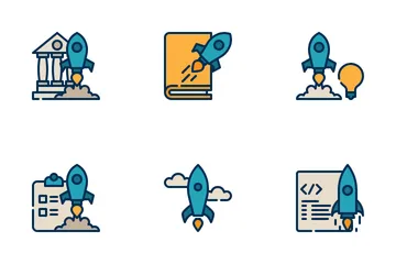 Rocket Launch Startup Icon Pack