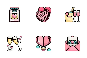 Romantik und Liebe Icon Pack