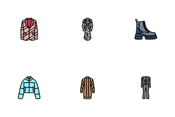 Roupas estilosas da moda Pacote de Ícones