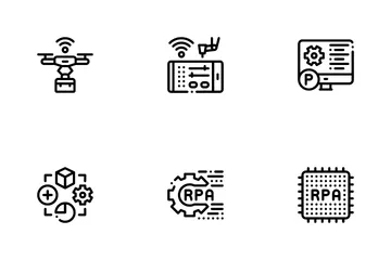 Tecnología cibernética Rpa Paquete de Iconos