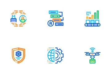 Tecnología cibernética Rpa Paquete de Iconos