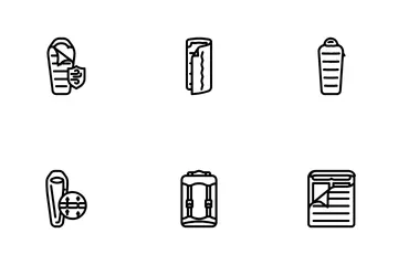 Saco de dormir Camping Senderismo Paquete de Iconos