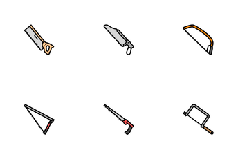 Saw Hand Wood Construction Icon Pack