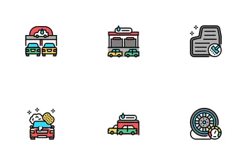 Selbstbedienungs-Autowaschanlage Icon Pack