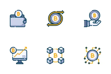 Contorno riempito di criptovaluta Bitcoin Icon Pack