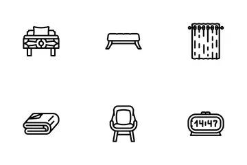 Schlafzimmer Haus Heim Bett Interieur Icon Pack