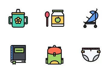 School & Childhood Colored Icon Pack