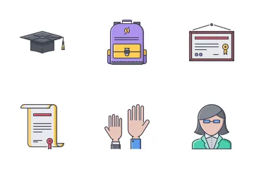 School Filled Outline Icon Pack