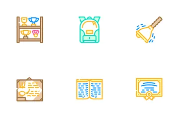 School Stationery Accessories Icon Pack