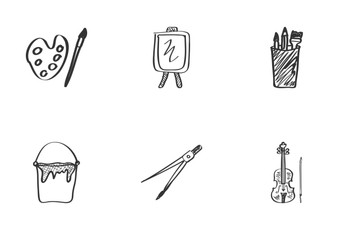 School Subjects Drawing Icon Pack