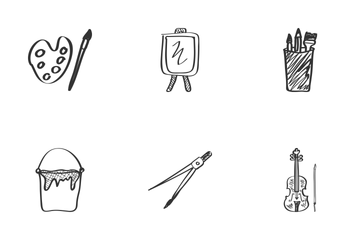 School Subjects Drawing Icon Pack