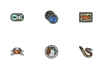 Seafood Cooked Food Dish Menu Icon Pack