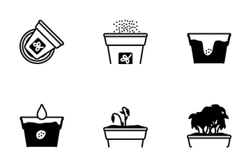 Seeding To Earthen Flower Pot (glyph) Icon Pack