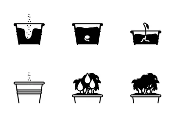 Seeding To Tin Flower Pot (glyph) Icon Pack