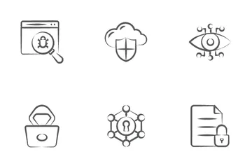 Seguridad, ciberataque y piratería Icon Pack