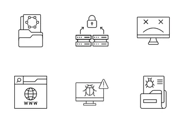 Seguridad contra ataques cibernéticos Paquete de Iconos