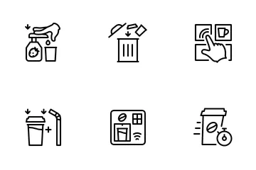 Self-service Coffee Kiosk Icon Pack