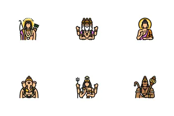 Señor hindú Krishna Paquete de Iconos