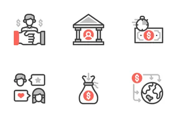 Service d'argent en ligne Pack d'Icônes