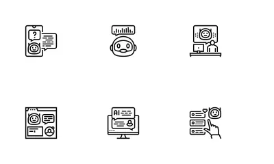 Service de robot Chat Bot en ligne Pack d'Icônes