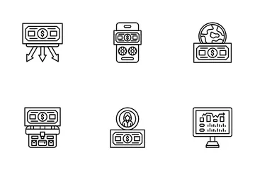 Servicios de dinero en línea Icon Pack