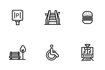 Servicios del hotel y elementos de la ciudad. Paquete de Iconos