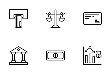 Serviços bancários e caixas eletrônicos Pacote de Ícones