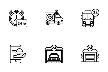 Serviços 24 horas Pacote de Ícones