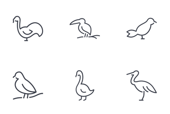 Set Of Birds Thinline Icons Icon Pack