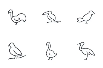 Set Of Birds Thinline Icons Icon Pack