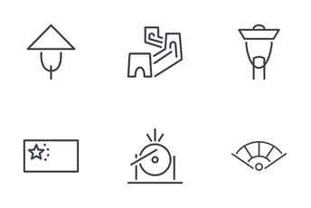 Set Of China Thinline Icons Icon Pack