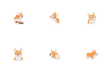 Set Of Cute Funny Corgi Icon Pack