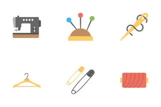 Sewing Flat Icons 