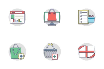 Shopping And Commerce Flat Rounded Icons 2 Icon Pack