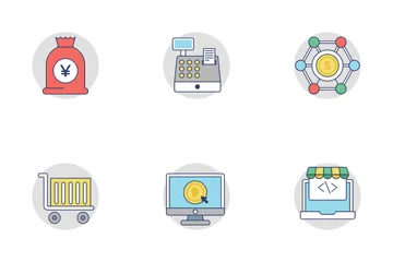 Shopping And Commerce Flat Rounded Icons 3 Icon Pack