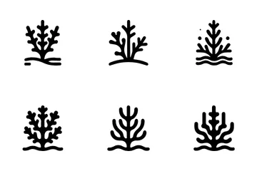 Simple Line Seaweed Icon Pack