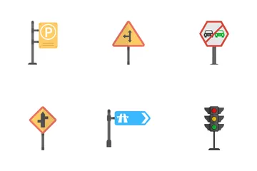 Sinais de trânsito e cruzamentos Pacote de Ícones