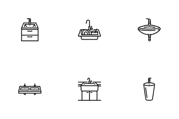 Sink Porcelain Drain Faucet Icon Pack