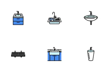 Sink Porcelain Drain Faucet Icon Pack