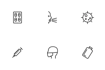 Sintomas e cura da gripe Pacote de Ícones