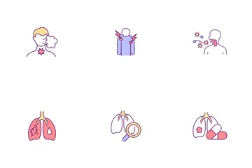 Sintomas de infecção pulmonar Pacote de Ícones