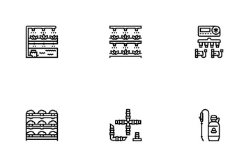 Aspersor de riego del sistema de agua Paquete de Iconos