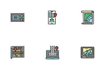 Sistema de localização de mapas Pacote de Ícones