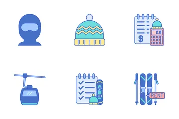 Skifahren und Snowboarden Symbolpack
