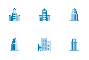 Skyscrapers Color Icon Pack